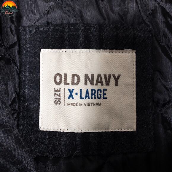 Old Navy Shacket Black Plaid Wool Blend Jacket Button Front Cabin Men's Size XL - Picture 8 of 10